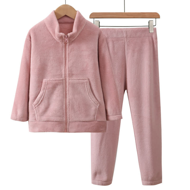 Ownkoti Solid Color Zip-up Warm Child Pajama Set - Pink - Adult:180cm - image 8