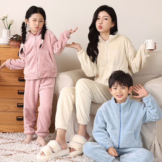 Ownkoti Solid Color Zip-up Warm Child Pajama Set - image 0
