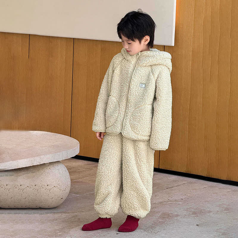 Ownkoti Solid Zip-up Hooded Child Loungewear Set - image 11