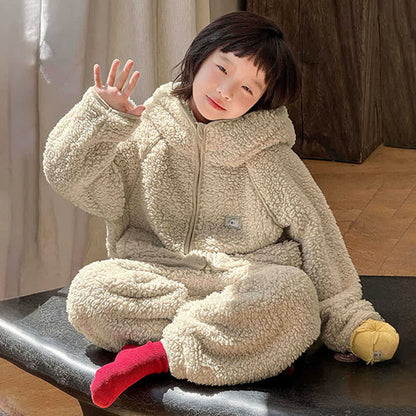 Ownkoti Solid Zip-up Hooded Child Loungewear Set - image 6