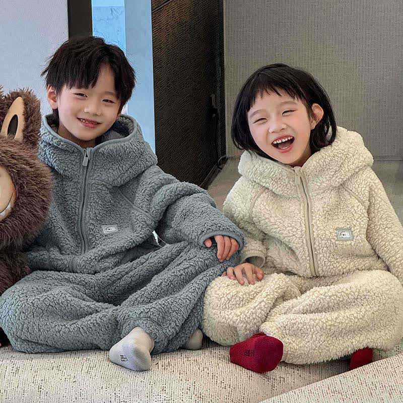 Ownkoti Solid Zip-up Hooded Child Loungewear Set - image 0