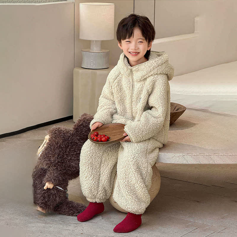 Ownkoti Solid Zip-up Hooded Child Loungewear Set - image 9