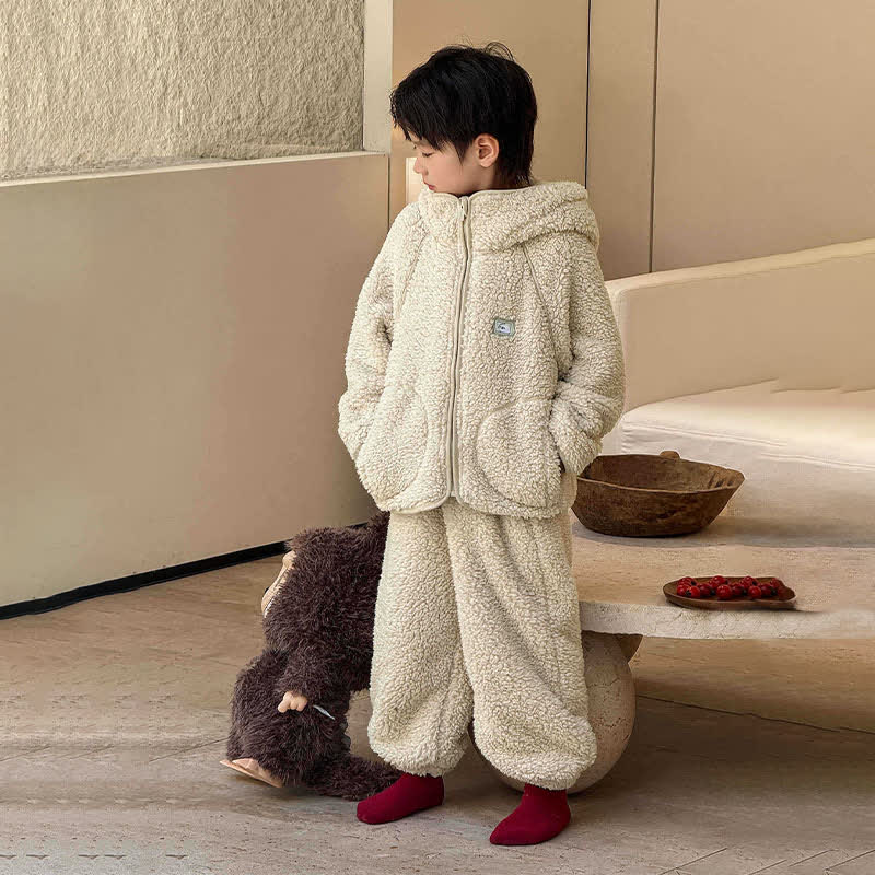 Ownkoti Solid Zip-up Hooded Child Loungewear Set - image 10