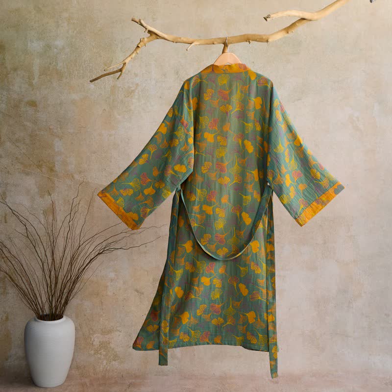 Ownkoti Ginkgo Leaf Cotton Gauze Japanese Robe - image 5