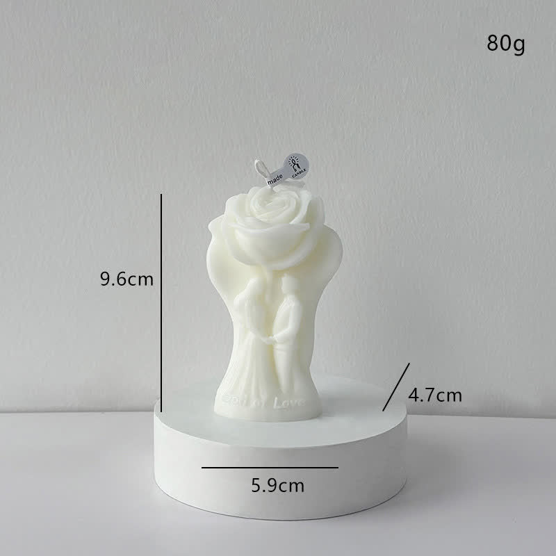 Ownkoti Romantic Rose Couple Scented Candle - White - 4PCS - 1.85"W x 2.32"L x 3.78"H - image 6