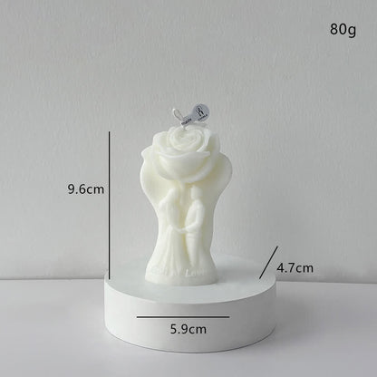 Ownkoti Romantic Rose Couple Scented Candle - White - 4PCS - 1.85"W x 2.32"L x 3.78"H - image 6