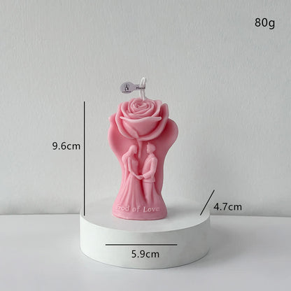 Ownkoti Romantic Rose Couple Scented Candle - Pink - 4PCS - 1.85"W x 2.32"L x 3.78"H - image 4