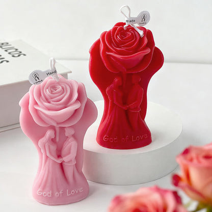 Ownkoti Romantic Rose Couple Scented Candle - Pink & Red - 4PCS - 1.85"W x 2.32"L x 3.78"H - image 0