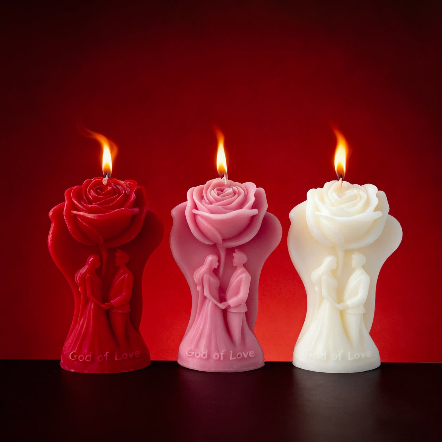 Ownkoti Romantic Rose Couple Scented Candle - Red & White & Pink - 6PCS - 1.85"W x 2.32"L x 3.78"H - image 1
