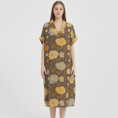 Ownkoti Vintage Peony Jacquard V-Neck Nightgown - image 1