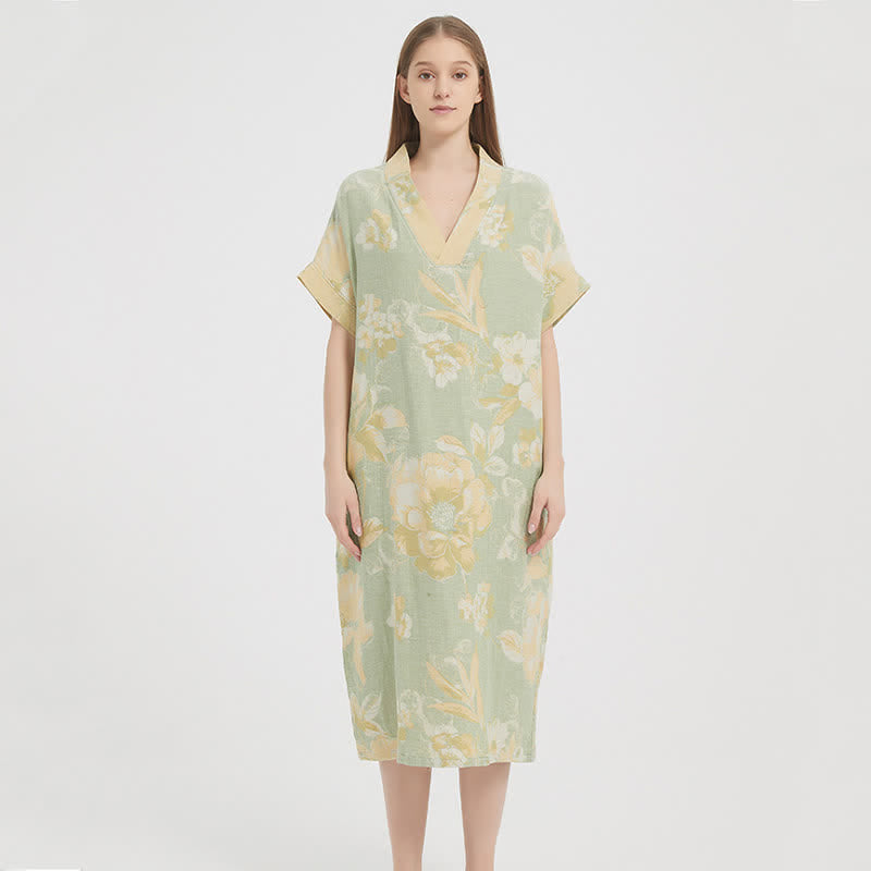 Ownkoti Jacquard Double-Layer Gauze Floral Nightgown - image 5