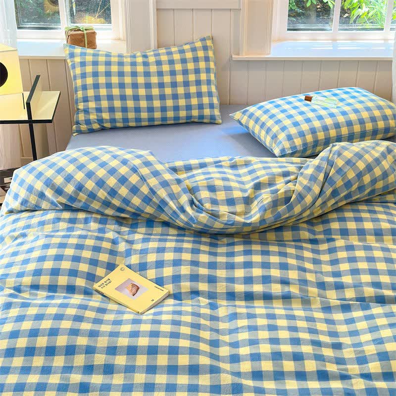 Ownkoti Checkered Pattern Pure Cotton Bedding Set - image 2