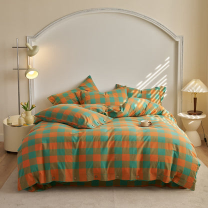 Ownkoti Cotton Checkered Button Closure Bedding Set - image 1