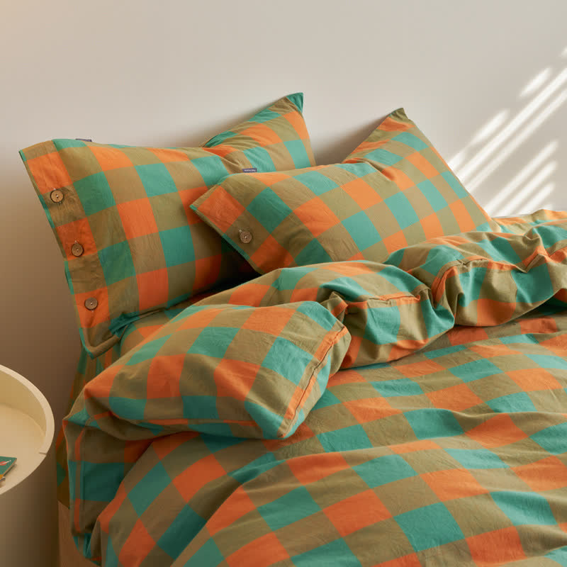 Ownkoti Cotton Checkered Button Closure Bedding Set - King - image 0