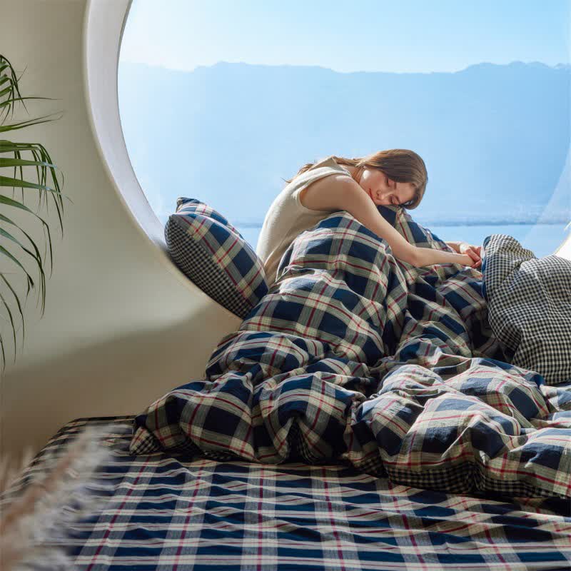 Ownkoti Large-Scale Checkered Cotton Bedding Set - image 2