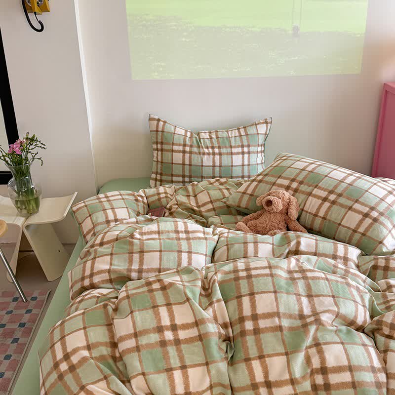 Ownkoti Fresh Style Cotton Gauze Bedding Set - Green - King - image 2