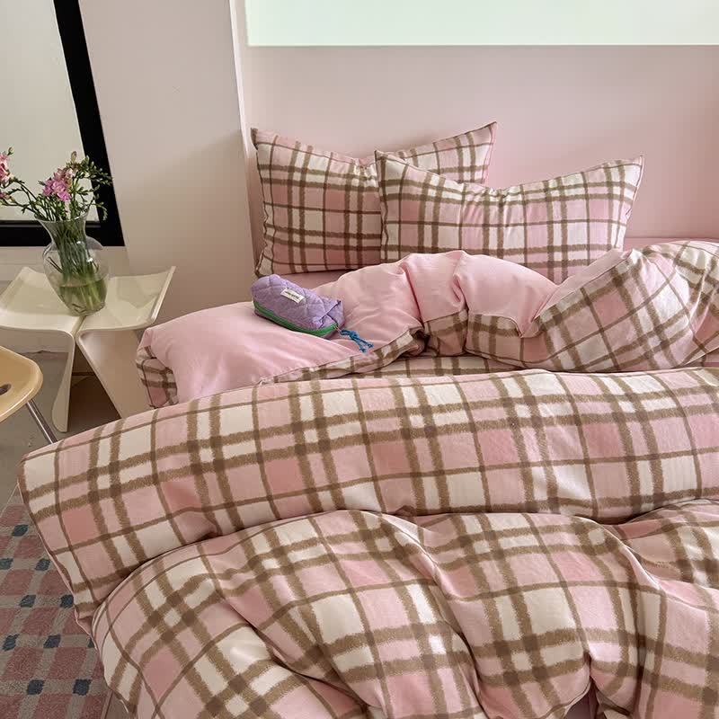 Ownkoti Fresh Style Cotton Gauze Bedding Set - Pink - King - image 0