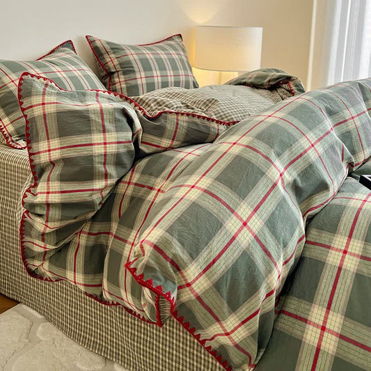 Ownkoti Reversible Vintage Plaid Cotton Bedding Set - image 0