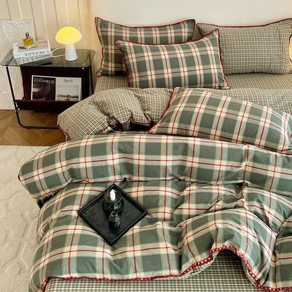 Ownkoti Reversible Vintage Plaid Cotton Bedding Set - image 2