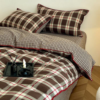Ownkoti Reversible Vintage Plaid Cotton Bedding Set - image 6