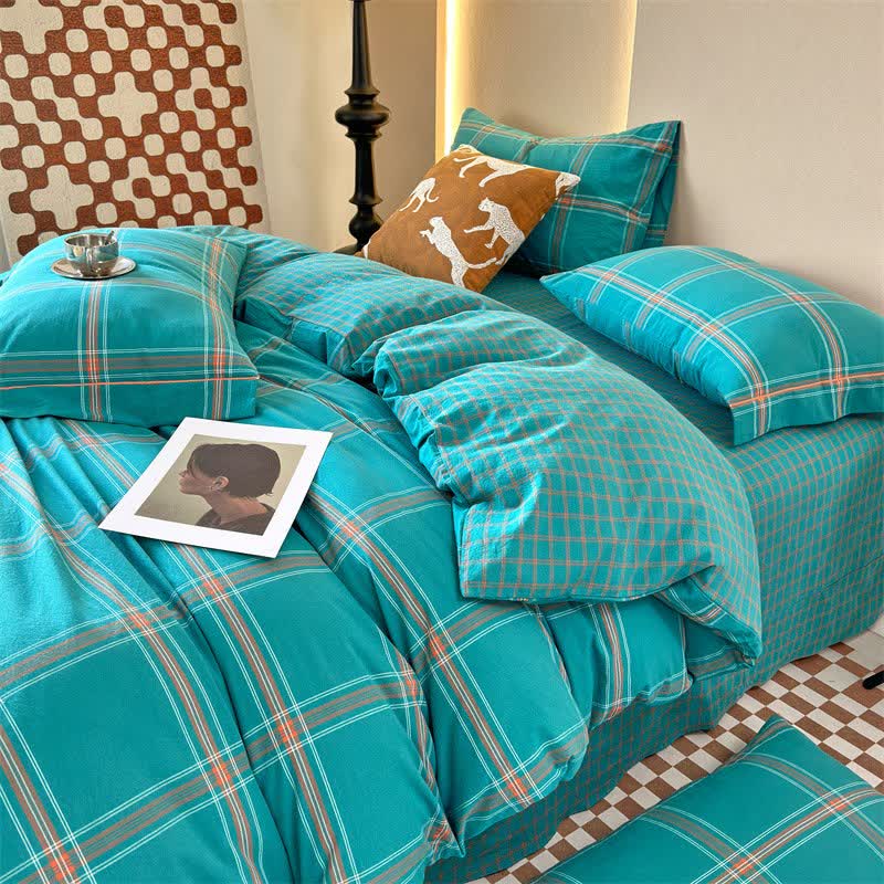 Ownkoti Reversible Oversized Grid Cotton Bedding Set - image 0