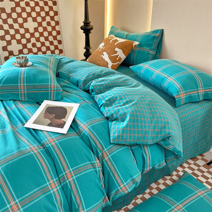 Ownkoti Reversible Oversized Grid Cotton Bedding Set - image 0