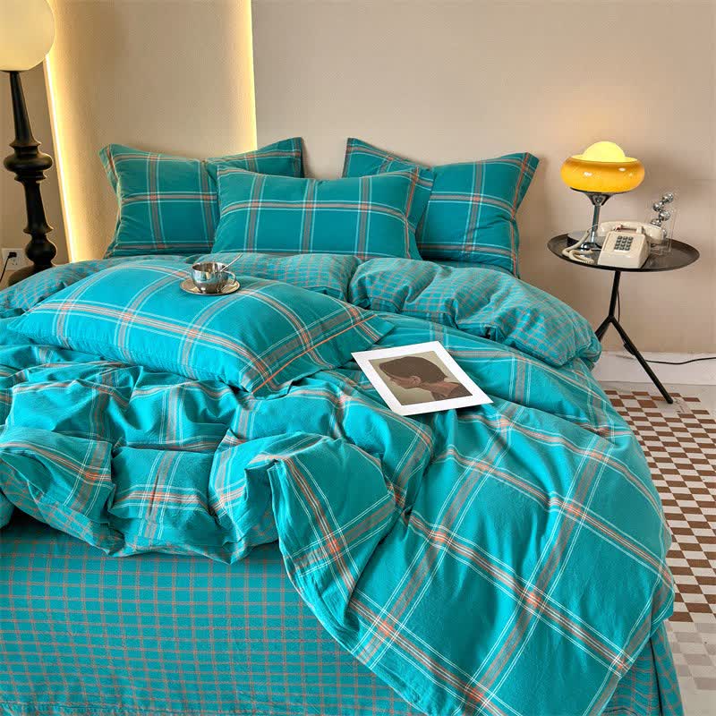 Ownkoti Reversible Oversized Grid Cotton Bedding Set - image 3