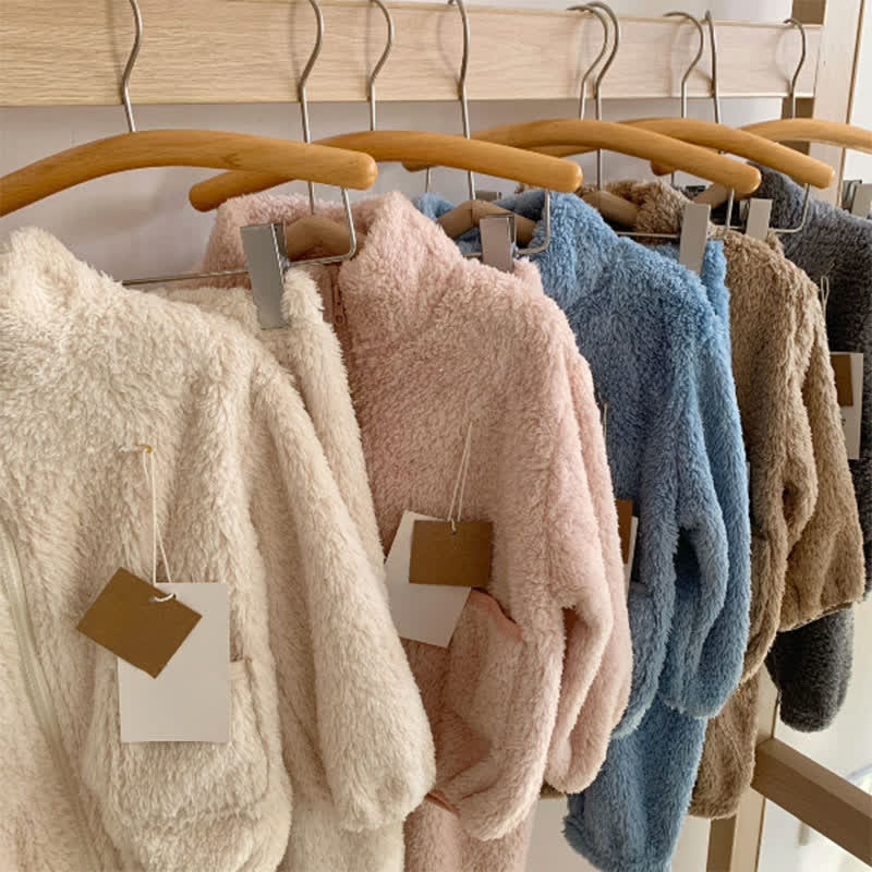 Ownkoti Solid Zip-up Kids Loungewear Set - image 1