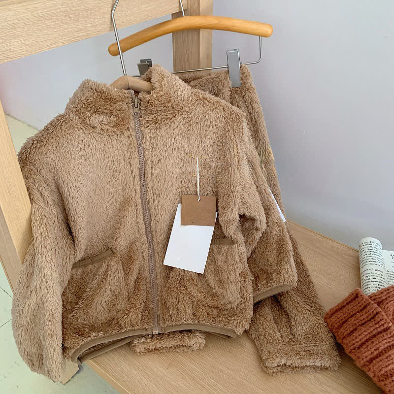 Ownkoti Solid Zip-up Kids Loungewear Set - Coffee - Child:150cm - image 13