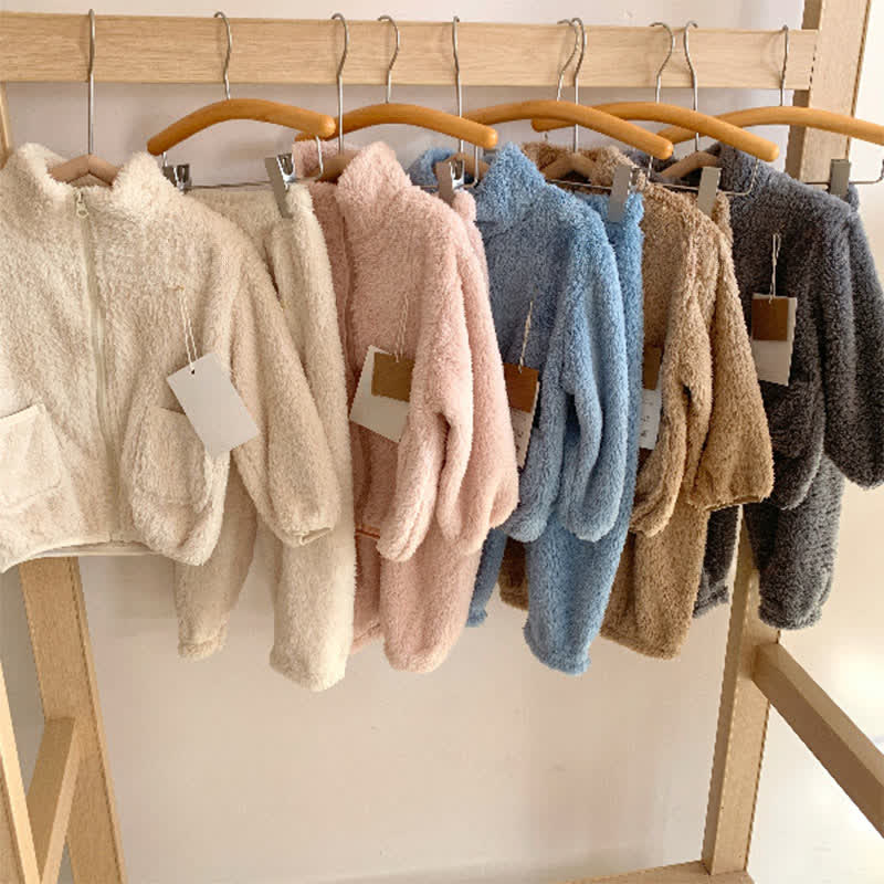 Ownkoti Solid Zip-up Kids Loungewear Set - image 0