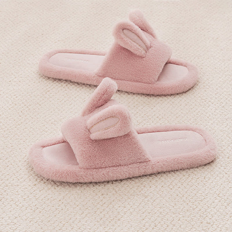 Ownkoti Cute Bunny Plush Open-Toe Slippers - Pink - XL - image 9