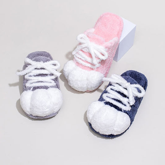 Ownkoti Cat Paw Lace-Up Closed-Toe Plush Slippers - image 0