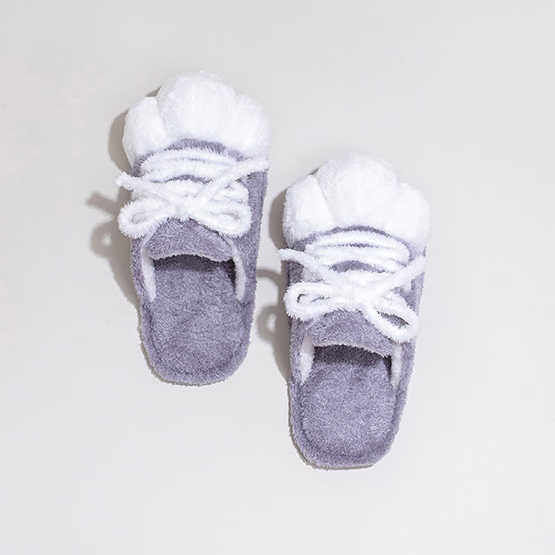 Ownkoti Cat Paw Lace-Up Closed-Toe Plush Slippers - image 11