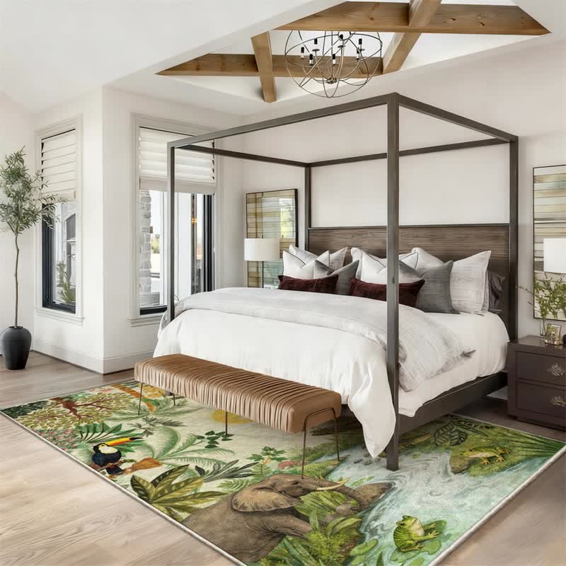 Ownkoti Tropical Wildlife Scene Rectangle Area Rug - image 1