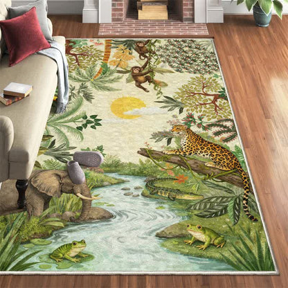 Ownkoti Tropical Wildlife Scene Rectangle Area Rug - image 3