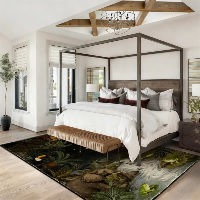 Ownkoti Tropical Wildlife Scene Rectangle Area Rug - image 9