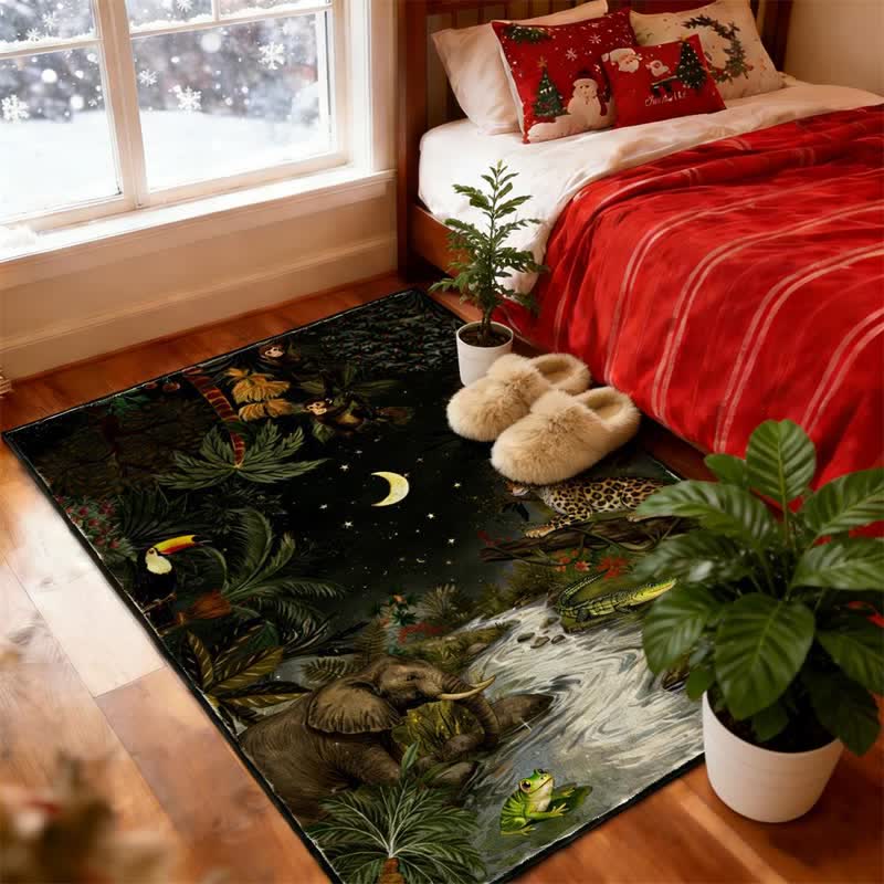 Ownkoti Tropical Wildlife Scene Rectangle Area Rug - image 8