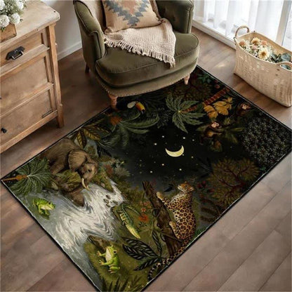 Ownkoti Tropical Wildlife Scene Rectangle Area Rug - Black - 95" x 119" - image 7