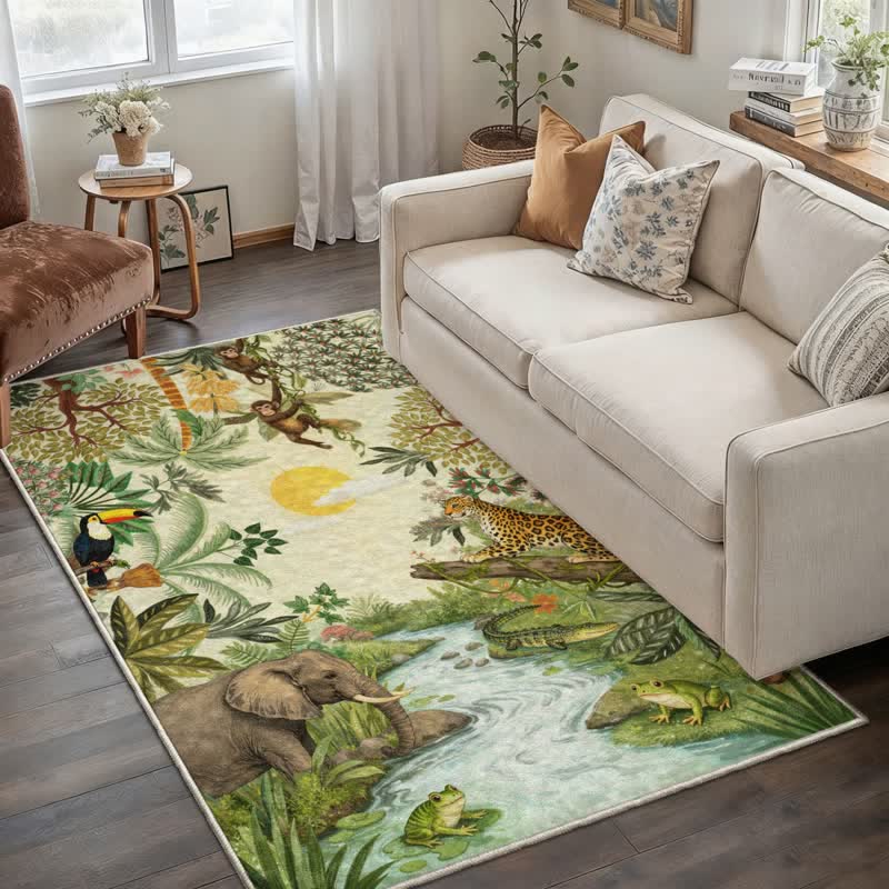 Ownkoti Tropical Wildlife Scene Rectangle Area Rug - image 2