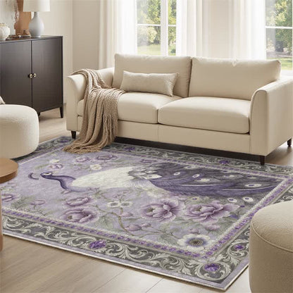 Ownkoti Elegant Peacock Floral Non-slip Area Rug - image 16