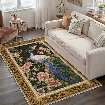 Ownkoti Elegant Peacock Floral Non-slip Area Rug - image 2