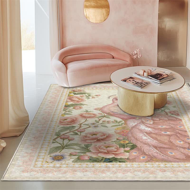 Ownkoti Elegant Peacock Floral Non-slip Area Rug - image 21