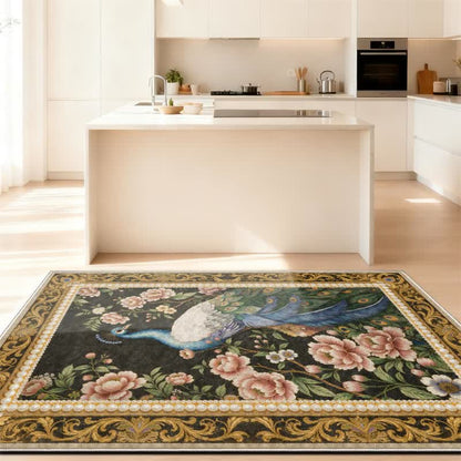 Ownkoti Elegant Peacock Floral Non-slip Area Rug - image 3