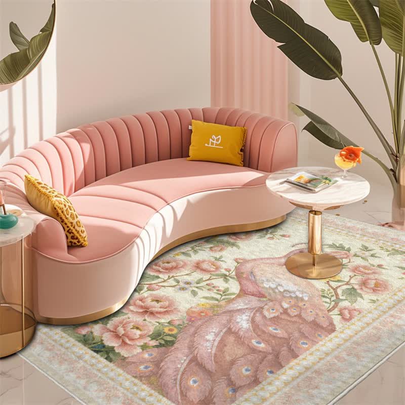 Ownkoti Elegant Peacock Floral Non-slip Area Rug - image 22