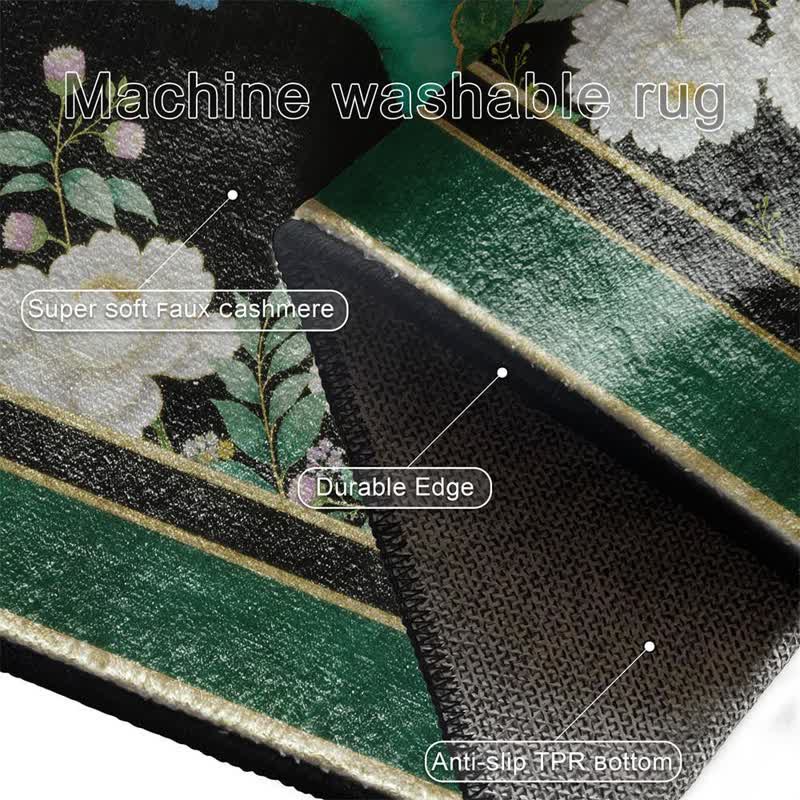 Ownkoti Elegant Peacock Floral Non-slip Area Rug - image 13