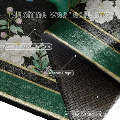 Ownkoti Elegant Peacock Floral Non-slip Area Rug - image 13