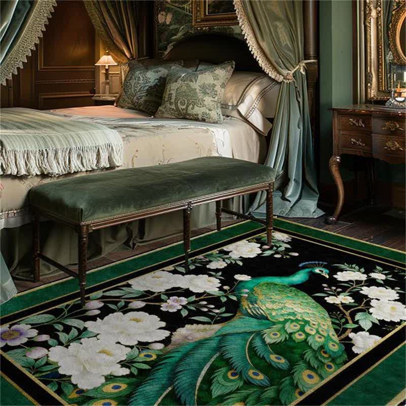 Ownkoti Elegant Peacock Floral Non-slip Area Rug - image 9