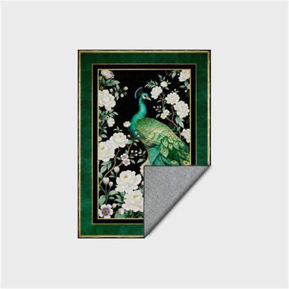 Ownkoti Elegant Peacock Floral Non-slip Area Rug - image 11