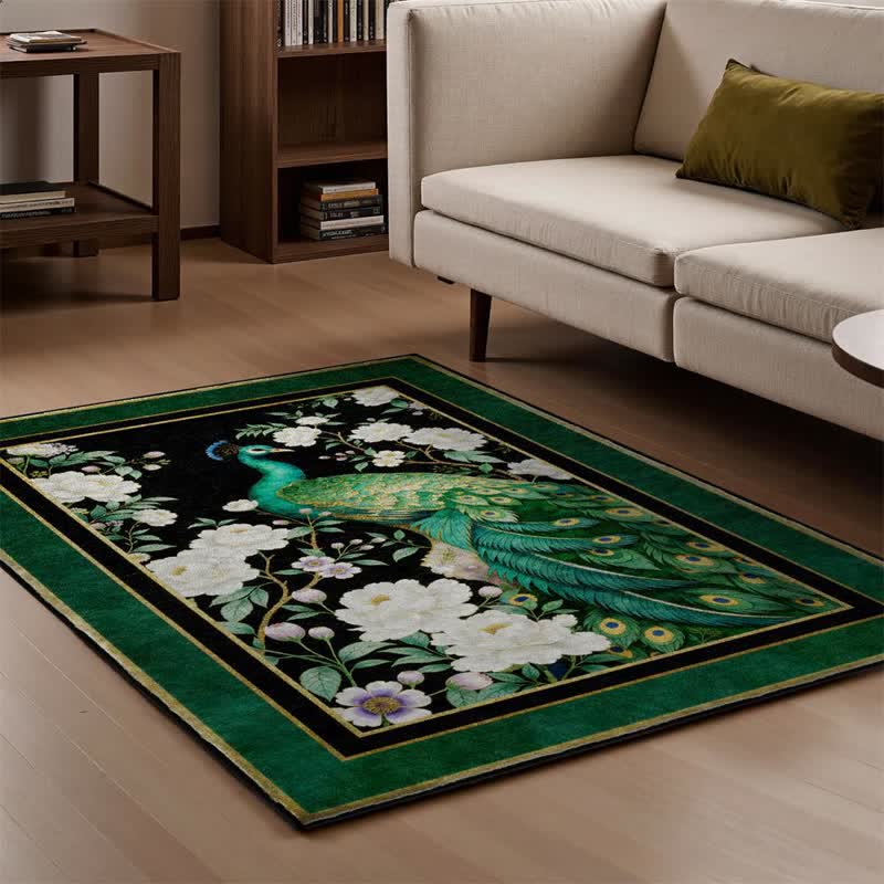 Ownkoti Elegant Peacock Floral Non-slip Area Rug - image 8