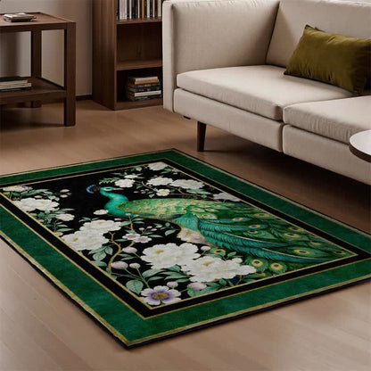 Ownkoti Elegant Peacock Floral Non-slip Area Rug - image 8
